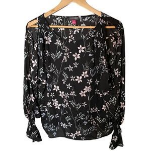 Vince Camuto Floral Blouse with Split Sleeves - Size Large